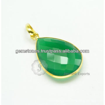 Designer Green Onyx Gemstone Handmade Silver Pendant For Wholesale